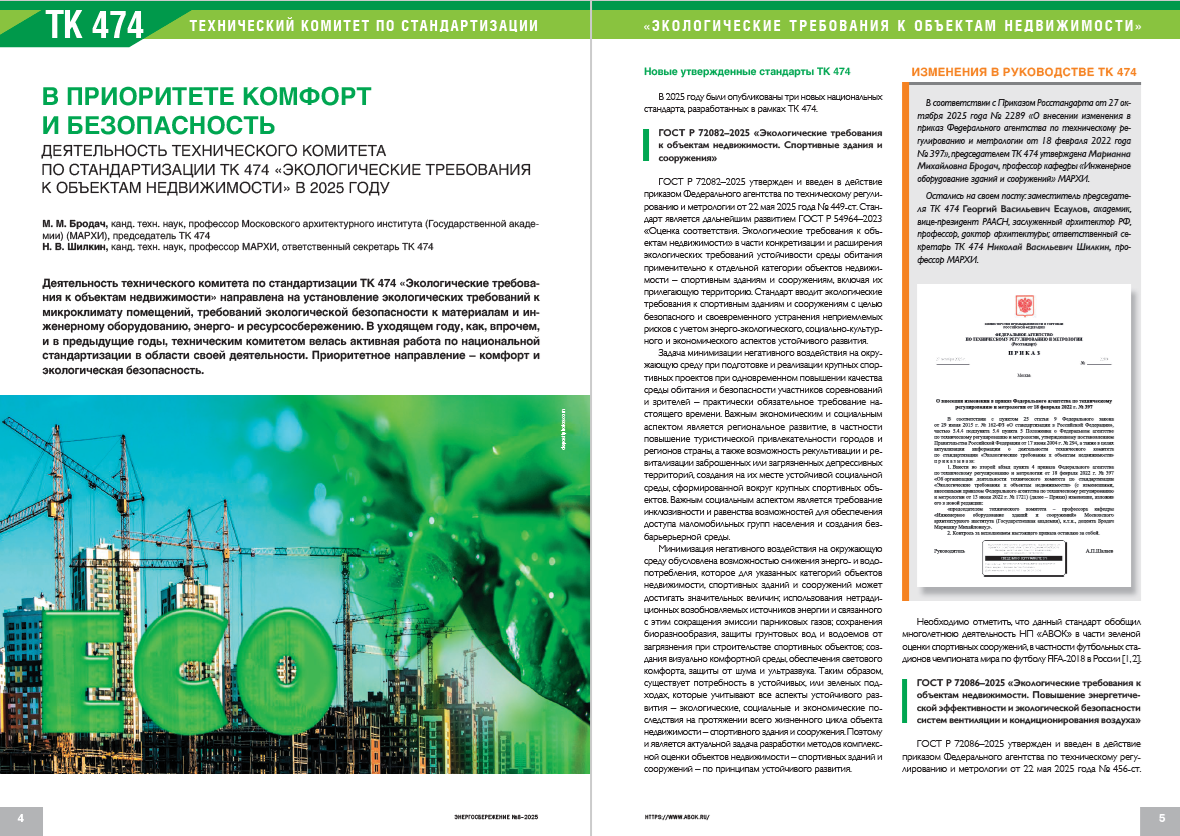 итоги деятельности Технического комитета по стандартизации ТК 474 «Экологические требования к объектом недвижимости»
